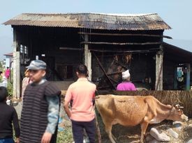 देवचुलीको बोटेटोलमा आगलागी हुँदा गोठमा क्षति