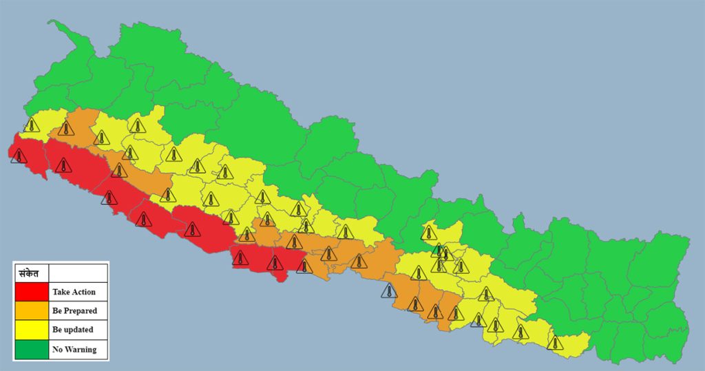 मध्य र पश्चिम तराईमा ३१ जेठसम्म तातो हावा चल्ने