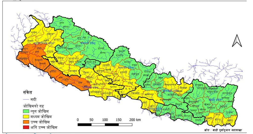 बाढीको जोखिम सोमबारसम्मै, उच्च सतर्कता अपनाउन आह्वान